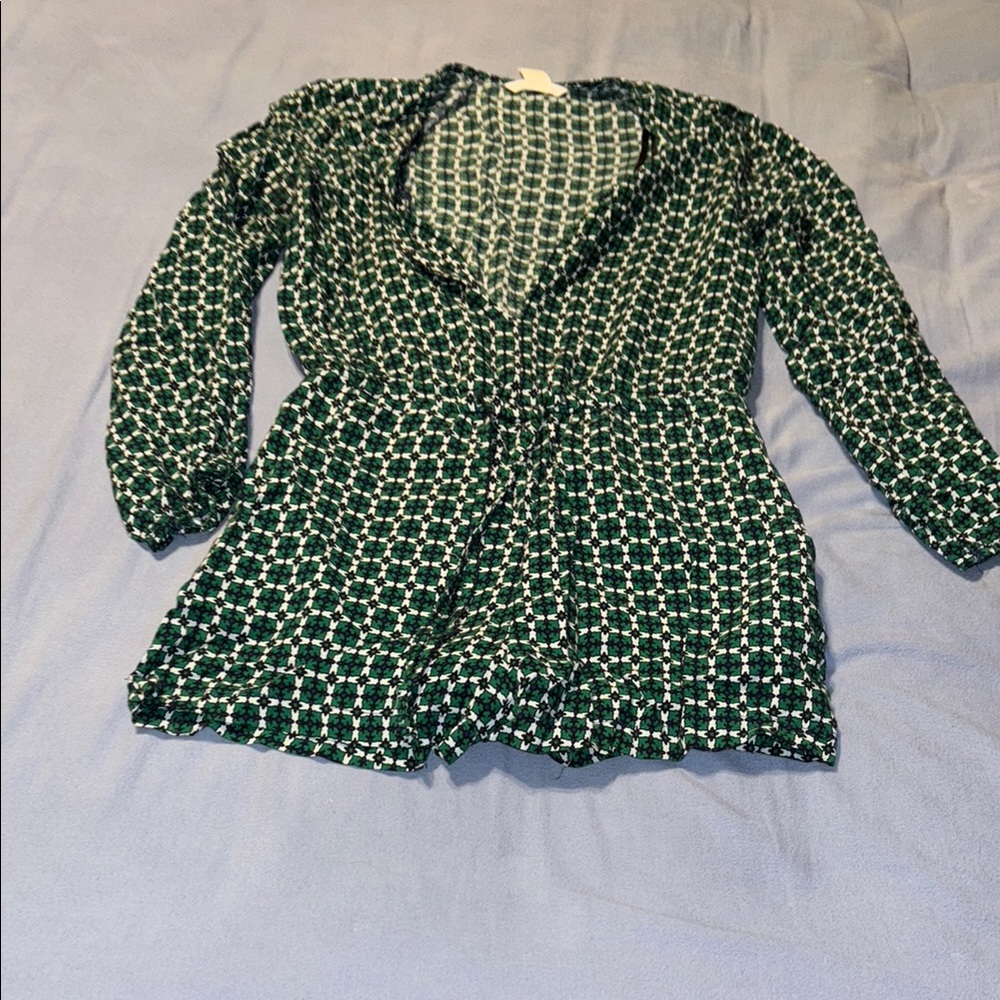 Chic Green Patterned Romper